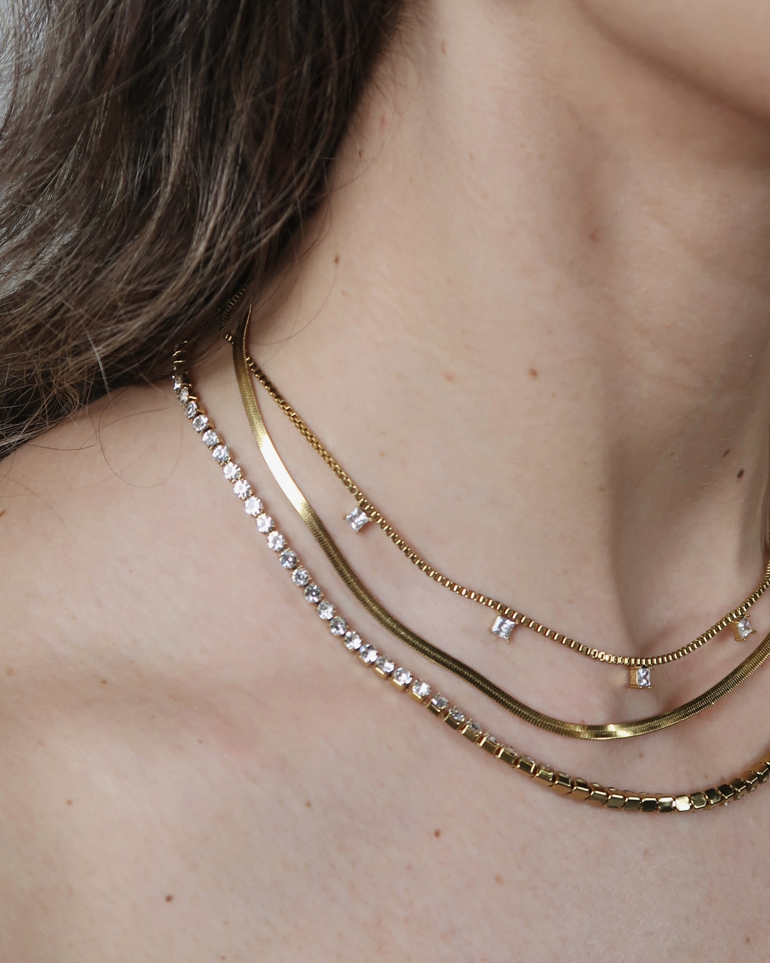 Reese Triple Necklace : Hypoallergenic and Water Resistant