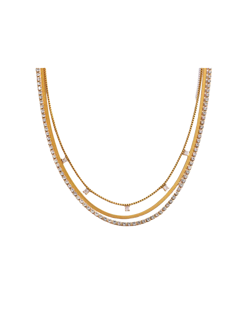 Reese Triple Necklace : Hypoallergenic and Water Resistant