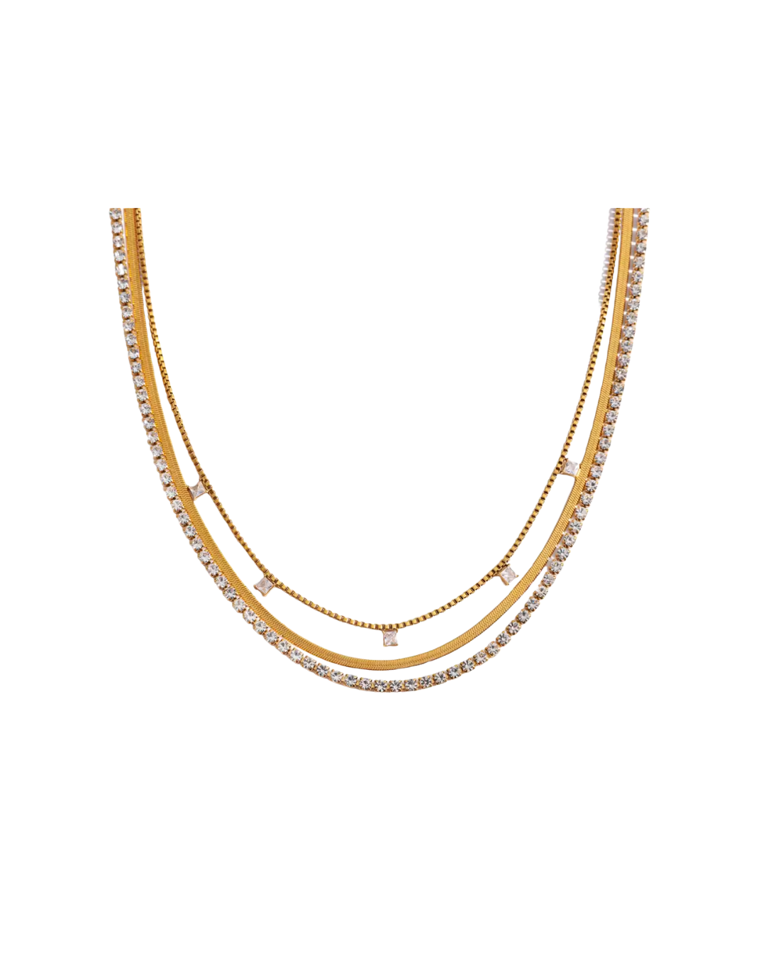 Reese Triple Necklace : Hypoallergenic and Water Resistant