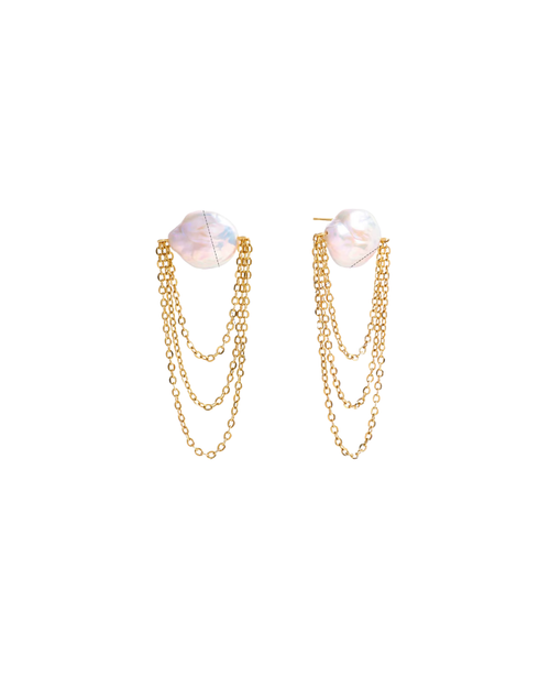 Claire Pearl Chain Stud : Hypoallergenic and Water Resistant