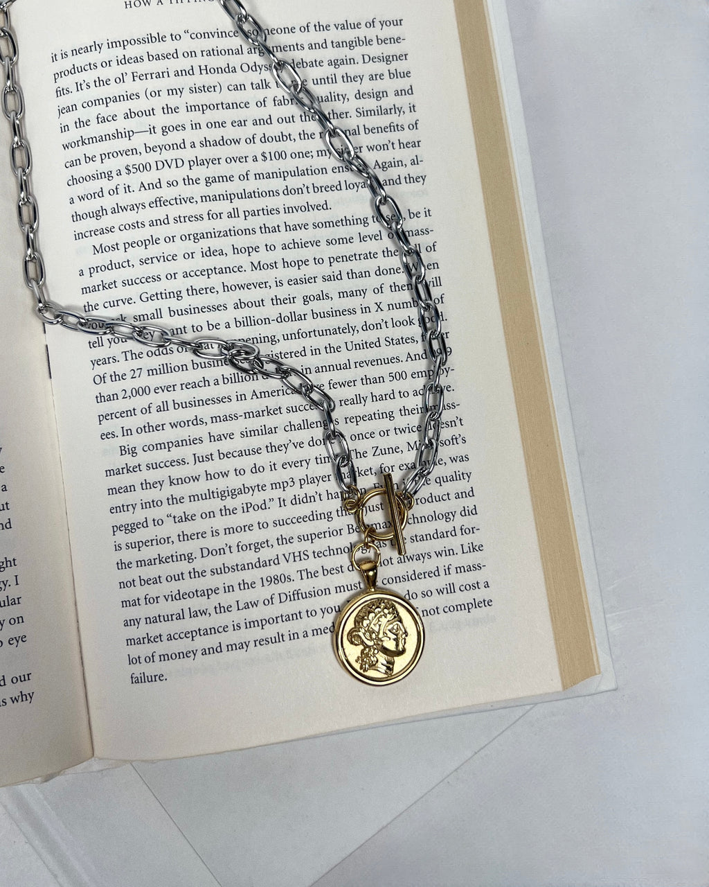 Two Tone Coin Necklace : Hypoallergenic and Water Resistant