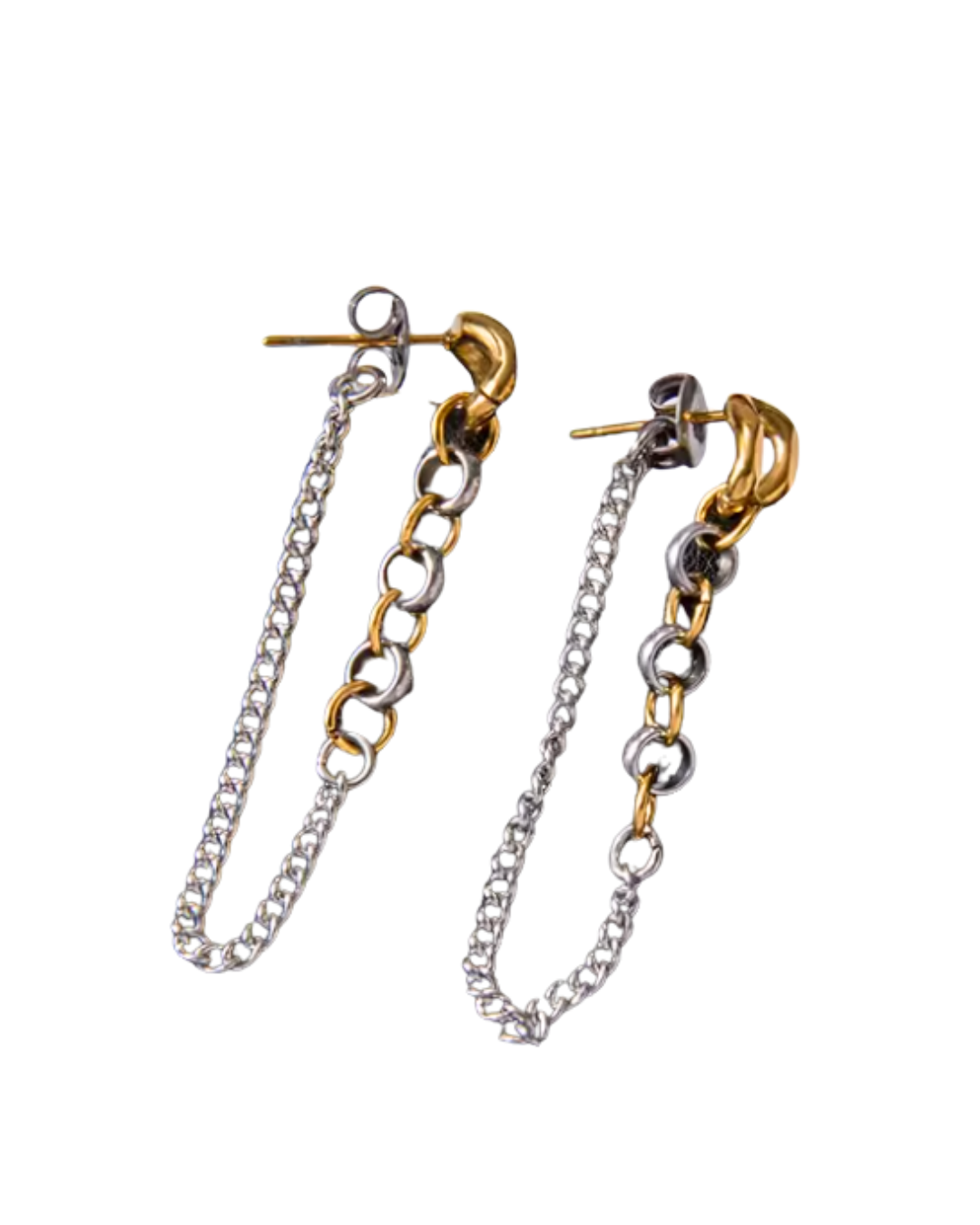 Leah Two Tone Chain Stud : Hypoallergenic and Water Resistant