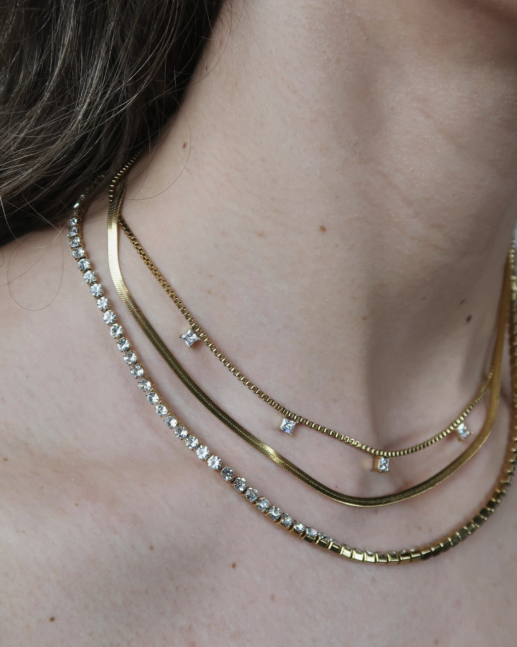 Reese Triple Necklace : Hypoallergenic and Water Resistant