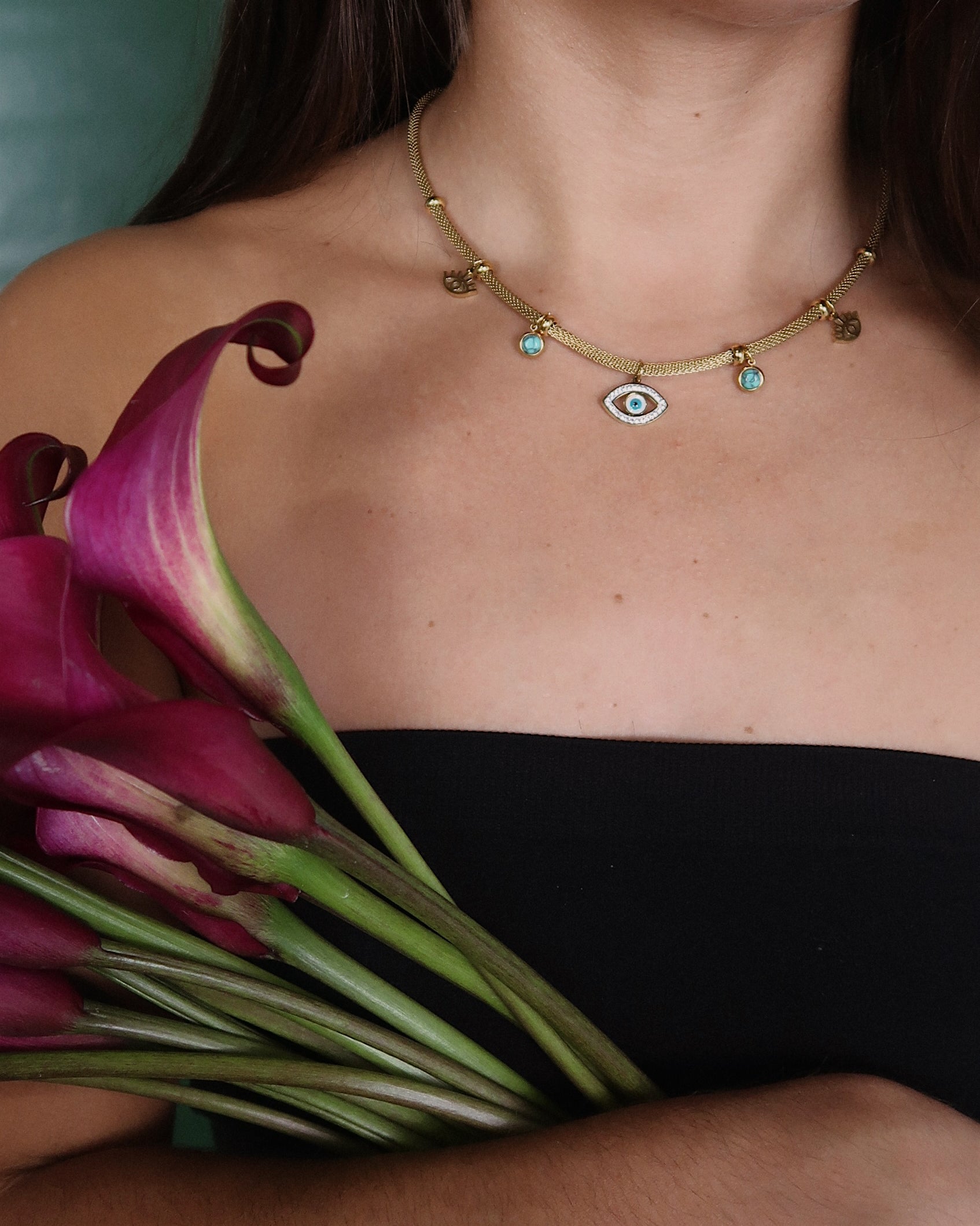Venice Triple Eye Necklace : Hypoallergenic and Water Resistant