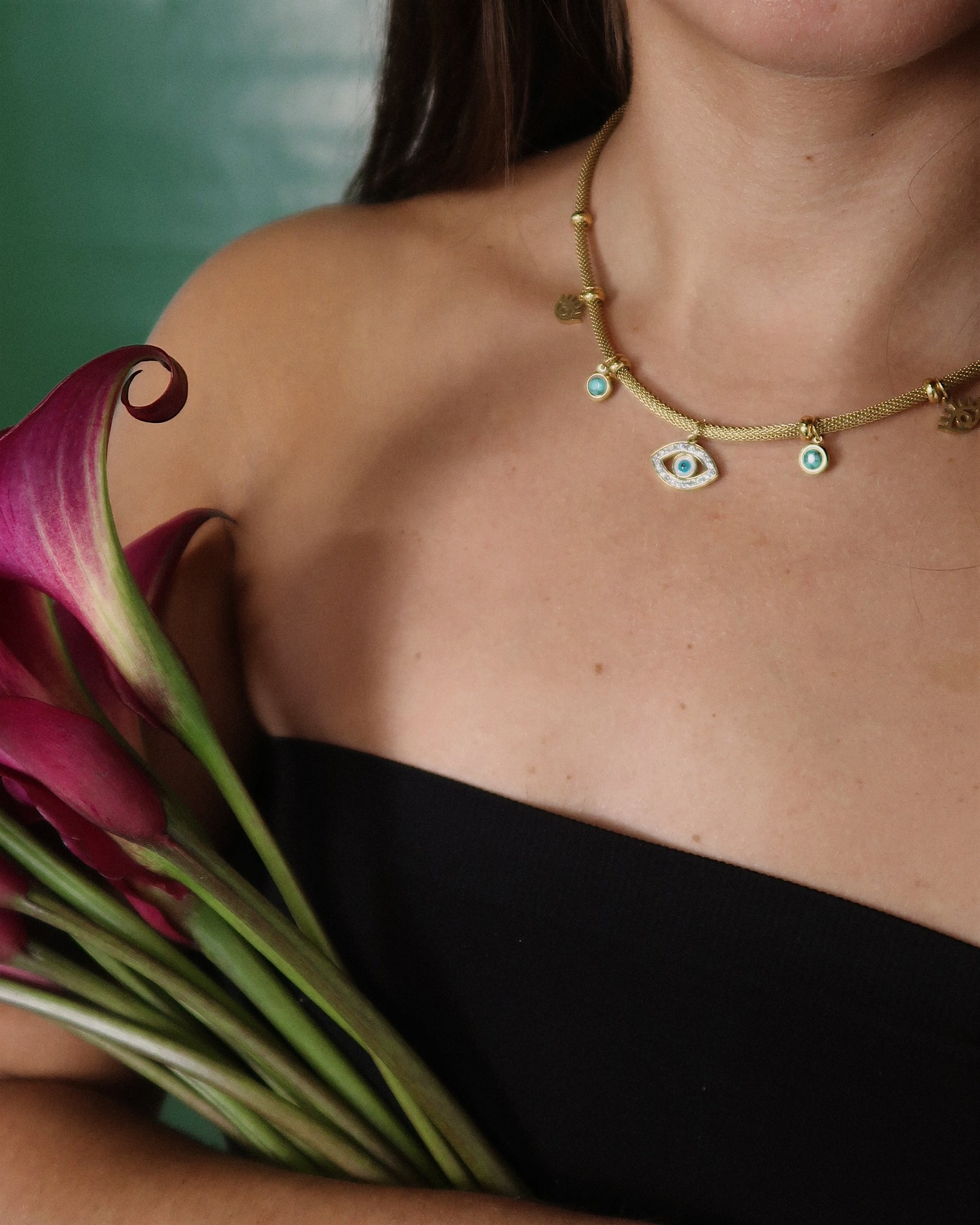 Venice Triple Eye Necklace : Hypoallergenic and Water Resistant
