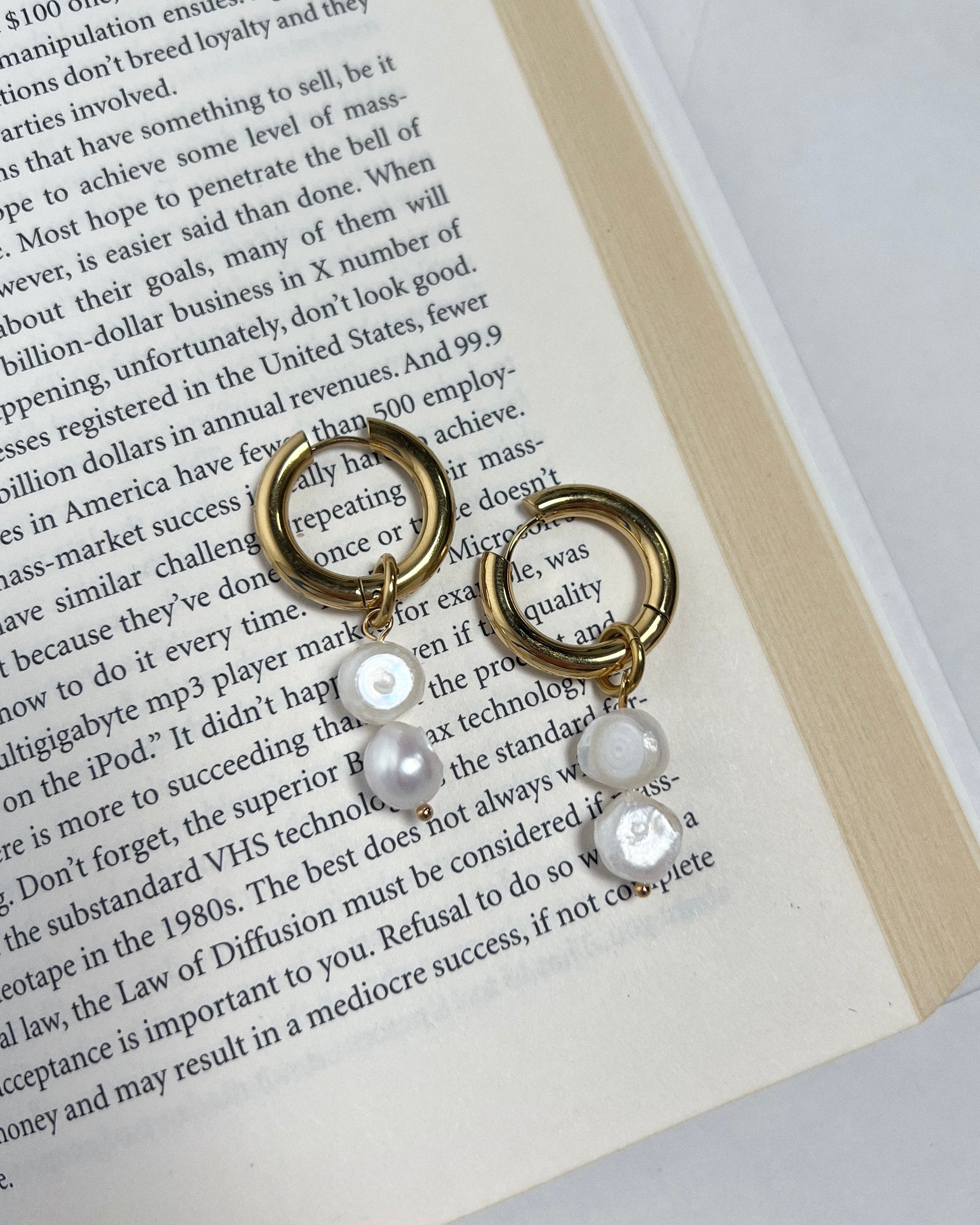Isabelle Double Pearl Hoop : Hypoallergenic and Water Resistant