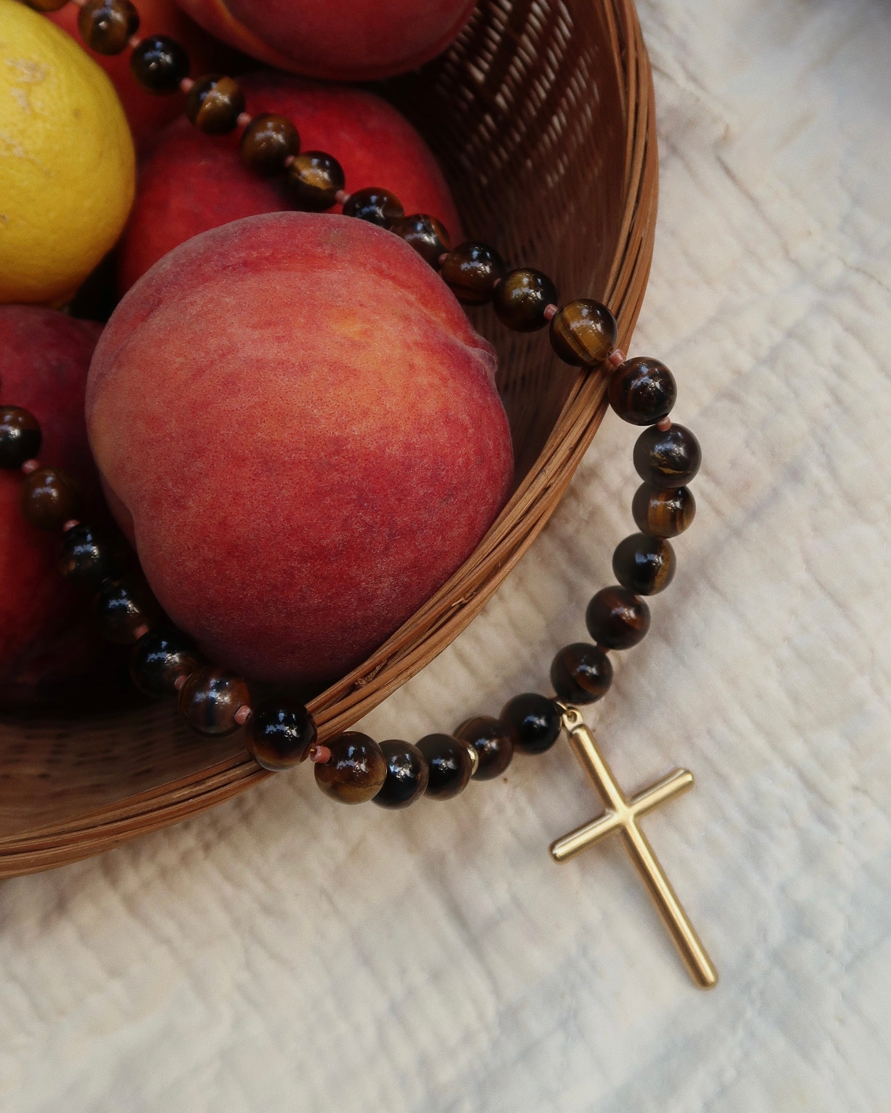 Conley Beaded Cross Necklace : Hypoallergenic and Water Resistant