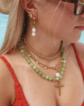 Conley Beaded Cross Necklace : Hypoallergenic and Water Resistant