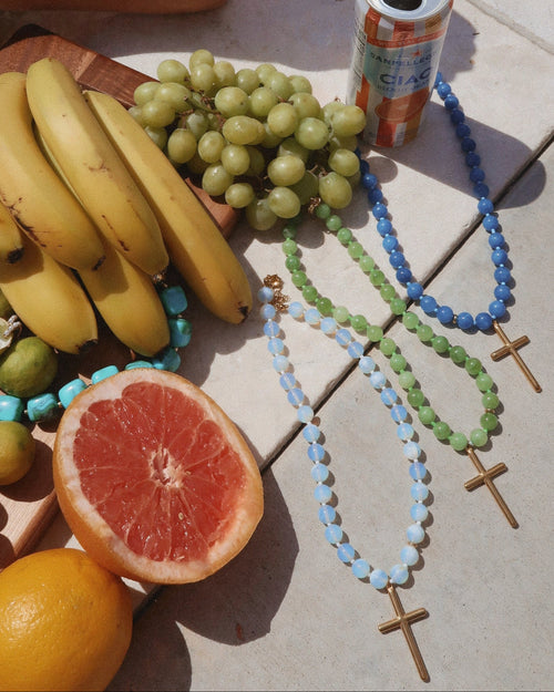 Conley Beaded Cross Necklace : Hypoallergenic and Water Resistant