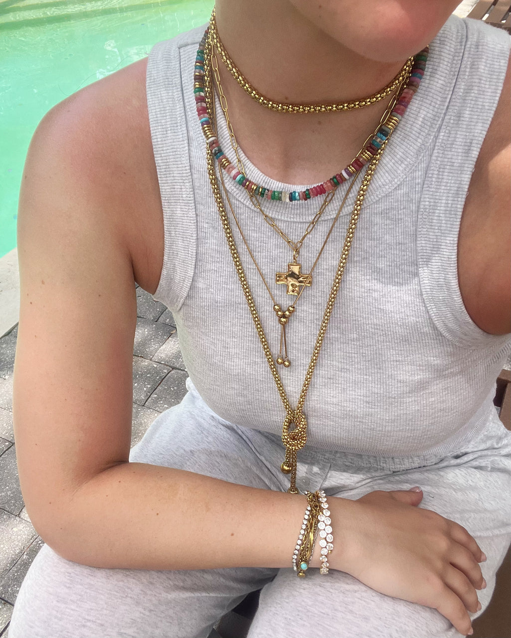 Magnolia Cross Necklace : Hypoallergenic and Water Resistant
