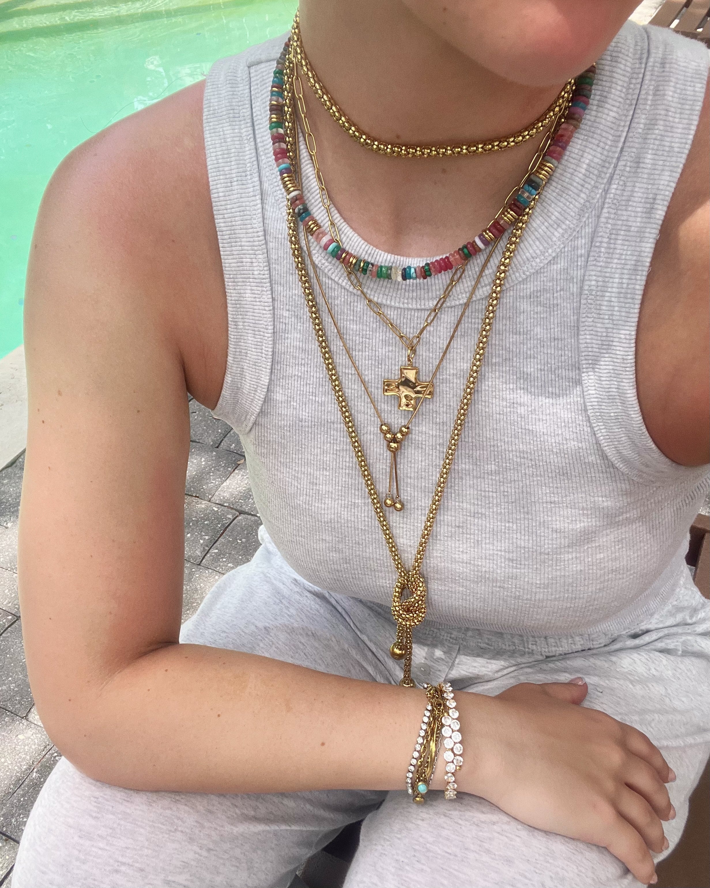 Magnolia Cross Necklace : Hypoallergenic and Water Resistant