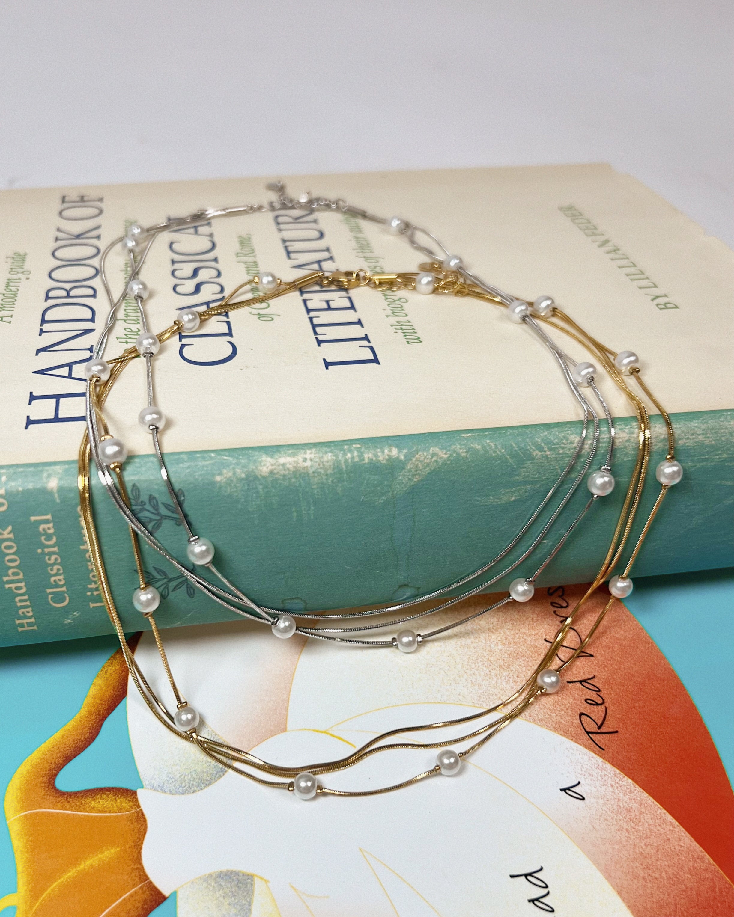 Ivy Pearl Three Layer Necklace  : Hypoallergenic and Water Resistant