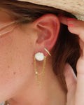 Claire Pearl Chain Stud : Hypoallergenic and Water Resistant